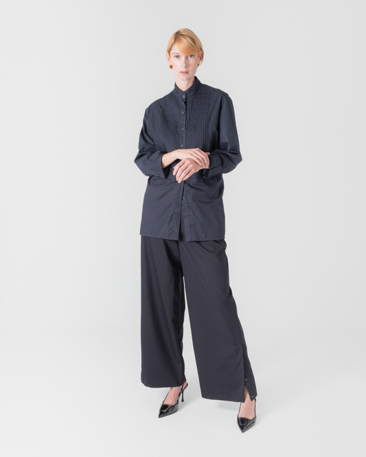 STAND-UP COLLAR POPLIN SHIRT