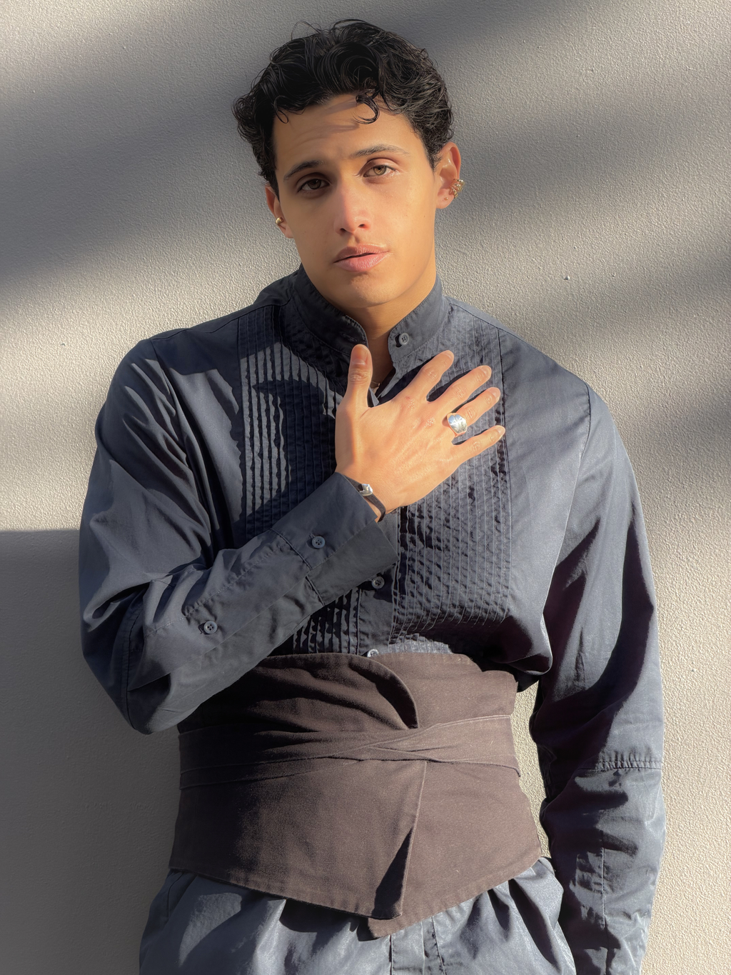 STAND-UP COLLAR POPLIN SHIRT